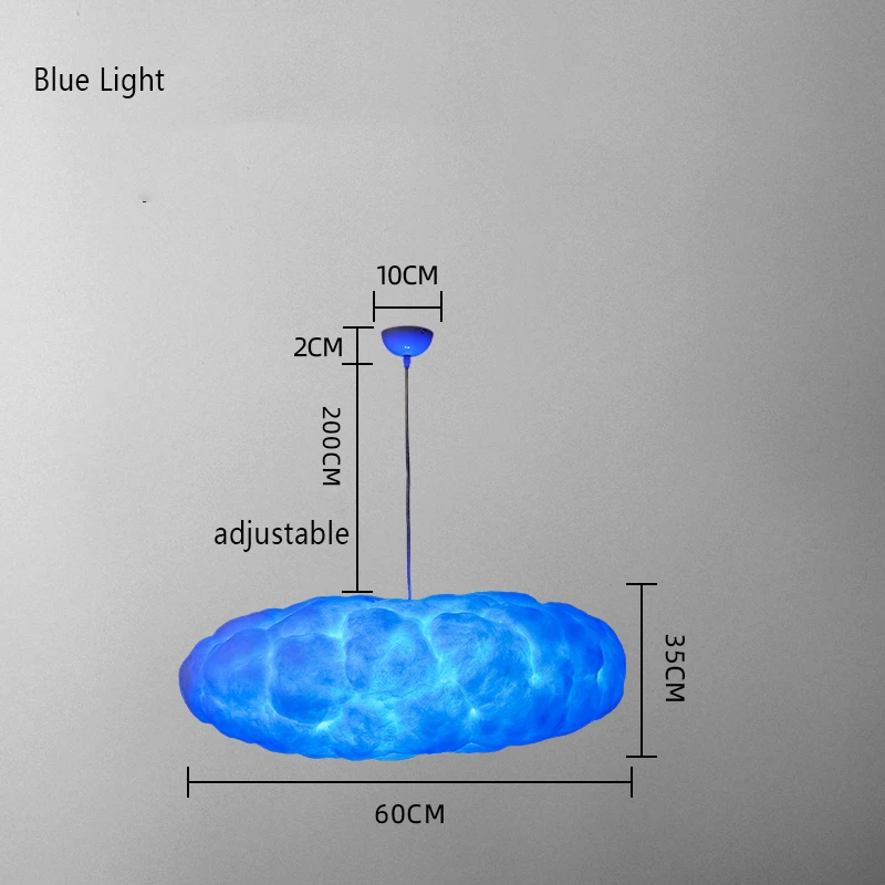 60cm Blue Light Скандинавский светодиодный подвесной светильник из ПВХ, Шелковый абажур, подвесной светильник для гостиной, спальни, ресторана, кафе, декоративный подвесной светильник - Цвет корпуса: 60cm Blue Light