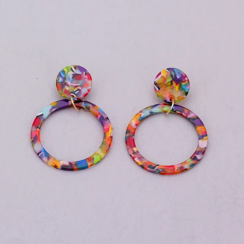 

EZ1534 Cross-Border for Supply of European And American-Style Famous Versatile round Acetate Panel Earrings Stud Factory Direct