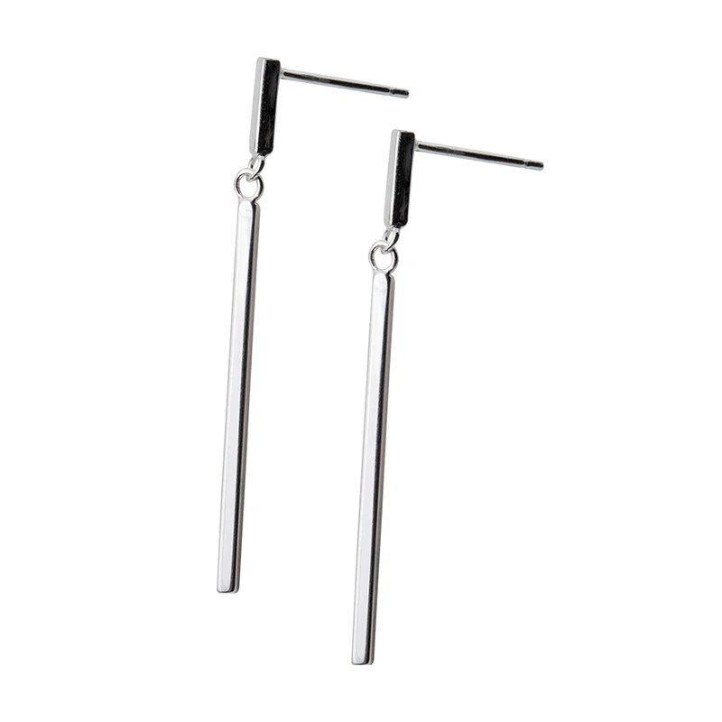 Trustdavis 925 Solid Real Sterling Silver Tassel Stick 3.9cm Stud Earrings Xmas Gift For Teen Girls Women DA185