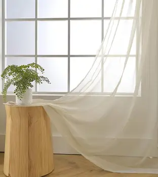 

Solid Beige Tulle Curtains for Living Room Decoration Modern Tulle Sheers Voile Kitchen Curtain for the Bedroom Grey