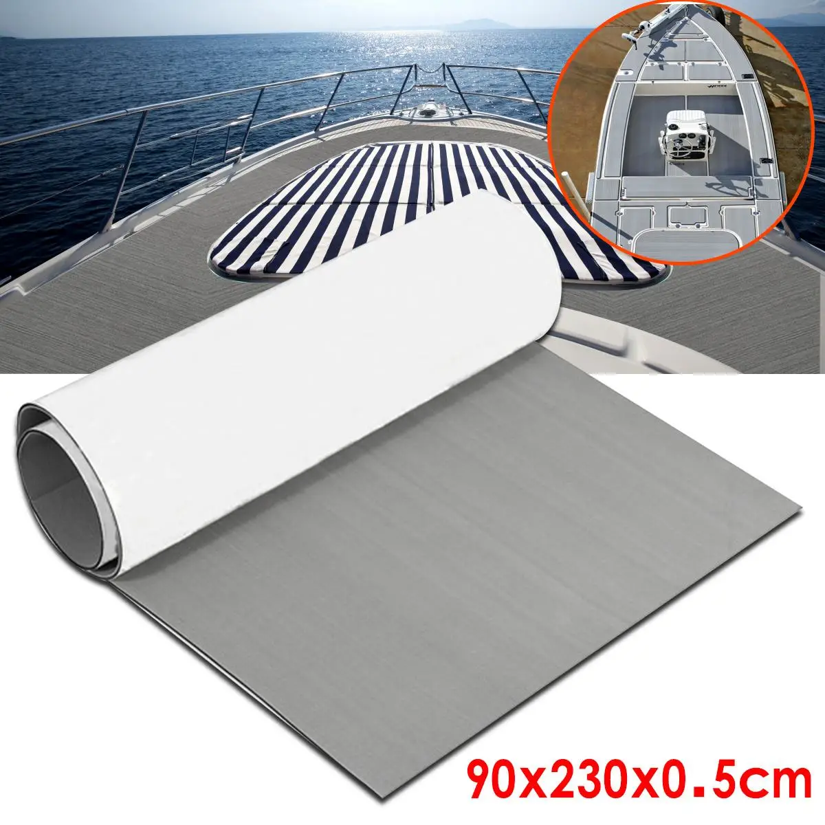 2400x900x6mm Gray EVA Foam Marine Boat Flooring Faux Teak Decking Sheet Pad For RV Yacht Vehicle Decor Floor Mat Self Adhesive ► Photo 2/6