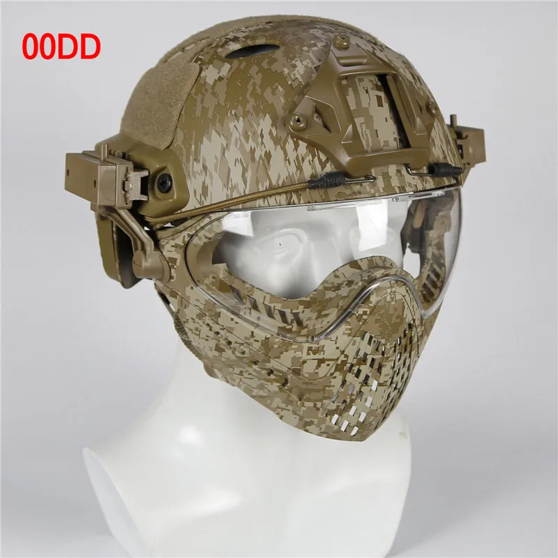 New Military Tactical Protective Helmet Airsoft Full Face Protection with Goggle Len Full Face Motorcycle Helmet - Цвет: 00DD