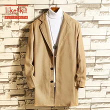 Liketkit, мужской зимний Тренч, куртка,, Мужская однотонная, тонкая, Длинная ветровка, мужская, s, шерсть, смесь, Ретро стиль, уличная одежда, 5XL, Новинка