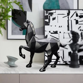 

Nordic Simple And Creative Home Geometry Animal Horse Decoration Resin Gift Study Office Decoration Creative Resin Gift Crafts