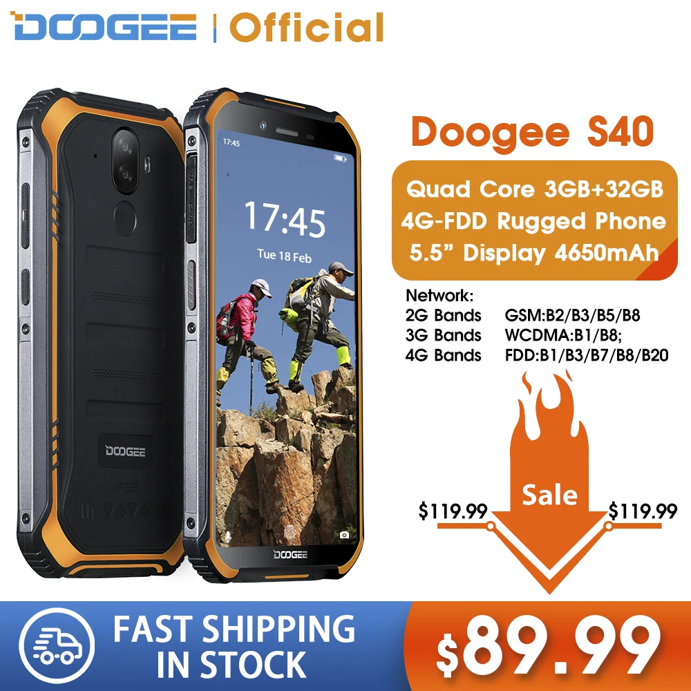 DOOGEE S40 4 GNetwork прочный мобильный телефон 5,5 дюймов дисплей 4650 мАч MT6739 четырехъядерный 3 ГБ ОЗУ 32 Гб ПЗУ Android 9,0 8.0MP IP68/IP69K DOOGEE S40 4 GNetwork прочный мобильный телефон 5,5 дюймов дисплей 4650 мАч MT6739 четырехъядерный 3 ГБ ОЗУ 32 Гб ПЗУ Android 9,0 8.0MP IP68/IP69K