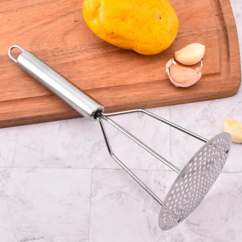 

Stainless Steel Potato Masher With Broad Mashing Plate For Smooth Mashed Potatoes Fruit Vegetable Tools Kitchen Accessories