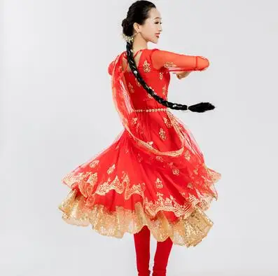 A Женский индийский костюм сари с вышивкой в этническом стиле Kurtas Leng Ha платье для танцев+ брюки+ вуаль - Цвет: A