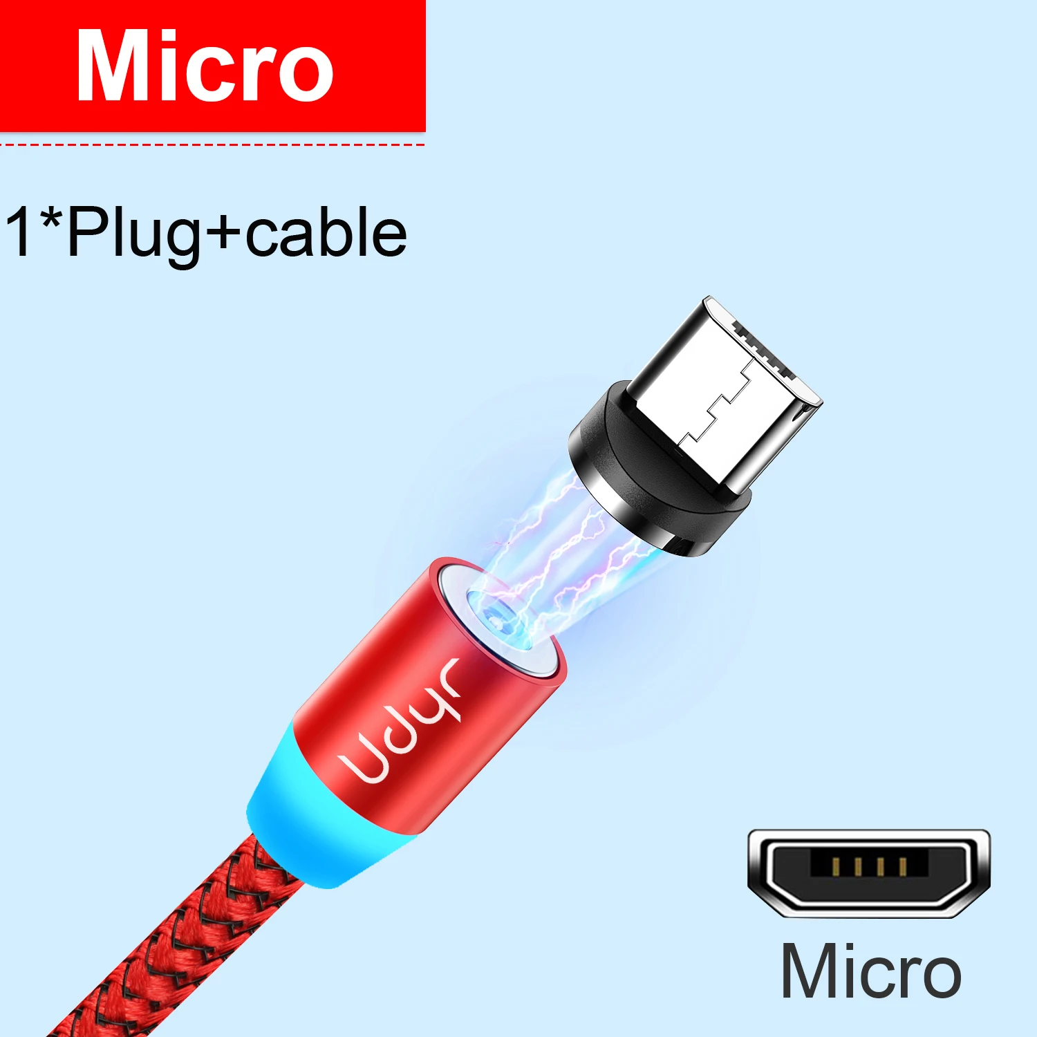 Udyr 1 м 2 м Магнитный кабель Micro usb type C Магнитный usb кабель для зарядки iPhone xr huawei samsung кабели для мобильных телефонов USB шнур - Цвет: for micro red