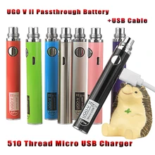 EVOD UGO-V II 900 мАч 650 мАч EGO CE4 микро USB Сквозной Vaping 510 нить вейпер ручка батарея