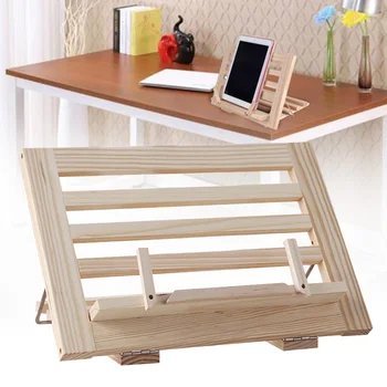 

Sturdy Pages Fixed Adjustable Tablet Cellphone Paper Clips Portable Recipe Reading Cookbook Book Stand Support Bamboo Holder