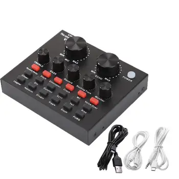 

V8 Sound Card Mixer Audio Interface External Streaming USB Headset Microphone Broadcast Sound Card Mixer For Computer PC