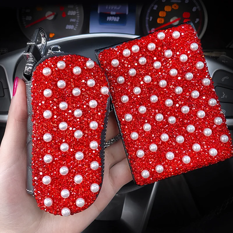 Luxury-Diamond-Pearl-Car-Key-Case-Cover-Genuine-Leather-Key-Shell-Key-Chain-for-Women-Girls-Bling-Rhinestones-Key-Cover-181