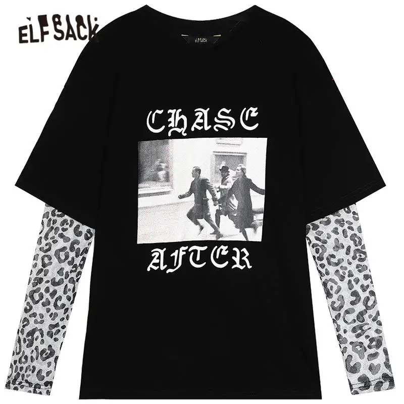 ELFSACK Harajuku Graphic Casual T-Shirts Women2020