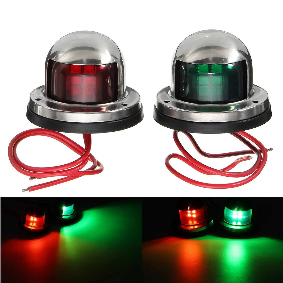 12V LED Navigation Side Lamp Boat Marine Yacht Bi-Color Green Red Bow Zinc Alloy Signal Light