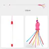 Elastic Metal Boom Tease Cat Stick Funny Wand Toy + 3 Pcs Replaceable Plush Fake Fishes Interactive With Kitten Pets Make Fun 6