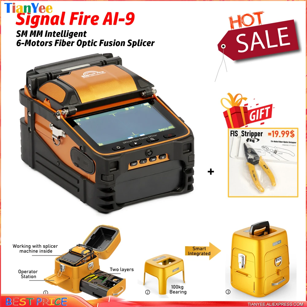 値段設定 D YEDEMC SM＆MM Automatic Fiber Optical Fusion Splicer Integrate Visual  Fault Locator and Power Meter (Ai-9) ＆ Cleaver Kit (Blue_Box_Ai