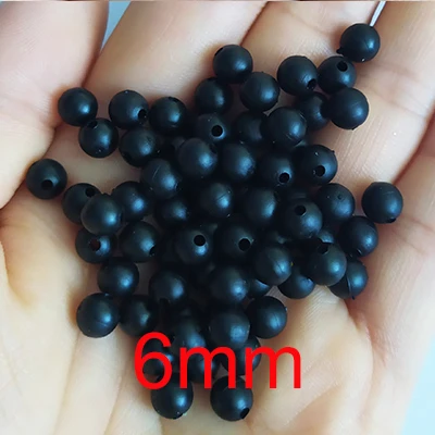 Black 6mm 100pcs/lot Soft Fishing Beads Stopper 3mm-12mm Luminous Round Fishing Space Beans Stops Soft Rubber Rig Lure Accessories - Цвет: Black 6mm