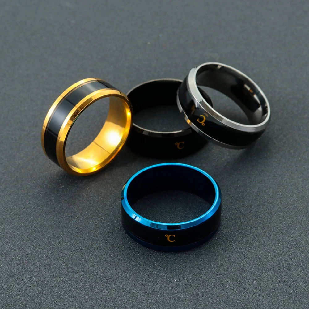 1 шт., умные Креативные мужские Т-образные кольца из нержавеющей стали для мужчин и женщин, парные кольца для настроения, ювелирные изделия, подарок, аксессуары