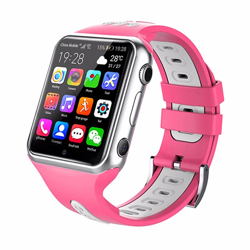 Детские умные часы IP68, gps, 4G, умные часы, Sim карта, wifi, Android, часы для мужчин, плавательный стиль, новые модные наручные часы, 1,54 дюймов, pk d7 w1 정확한 네비게이션지도 블루투스 스마트 시계 4g gps ram 1 gb+ rom 16 gb sim 시계 - Цвет: Розовый
