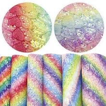 20*34 см кружево Bump текстура цвета радуги массивная блестящая искусственная кожа Лист виниловая ткань для изготовления сережек Луки, 1Yc9463