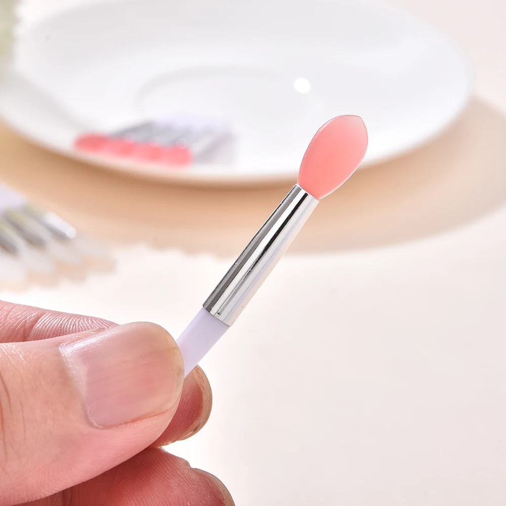 5Pcs Double Side Soft Silicone Head Eyeshadow Lip Applicator Brush Makeup Brushes with PVC Bag Cosmetic Beauty Makeup Tools makeup brushes eyeshadow sponge applicators lip makeup applicators makeup tool set