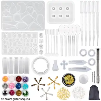 

Silicone Jewelry Epoxy Resin Casting Molds Tools Set for DIY Jewelry Pendant Necklace Key Chain Bracelet Craft Making