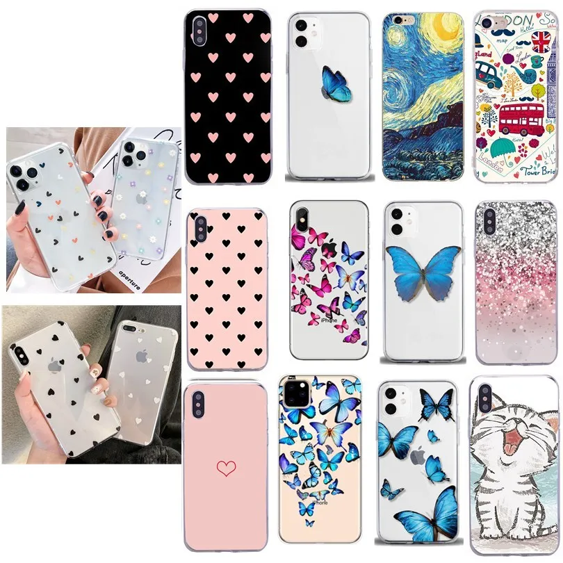Phone Case For Iphone XS Coque Butterfly Pattern Soft TPU Luxury X 7 8 Plus 7Plus 6 S 6S 5 5S SE 2020 Cover |