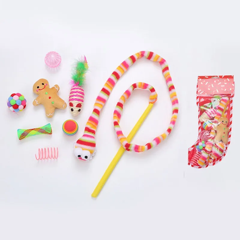 Christmas Pet Cat Toy Set Funny Ball Socks Creative Assorted Interactive Play for Kittens | Дом и сад
