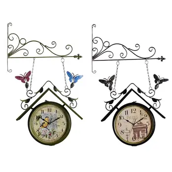 

100% Brand New And High Quality Bracket Mounted Outdoor Clock Wall Clock Double Side Clock For Home Garden Ornaments