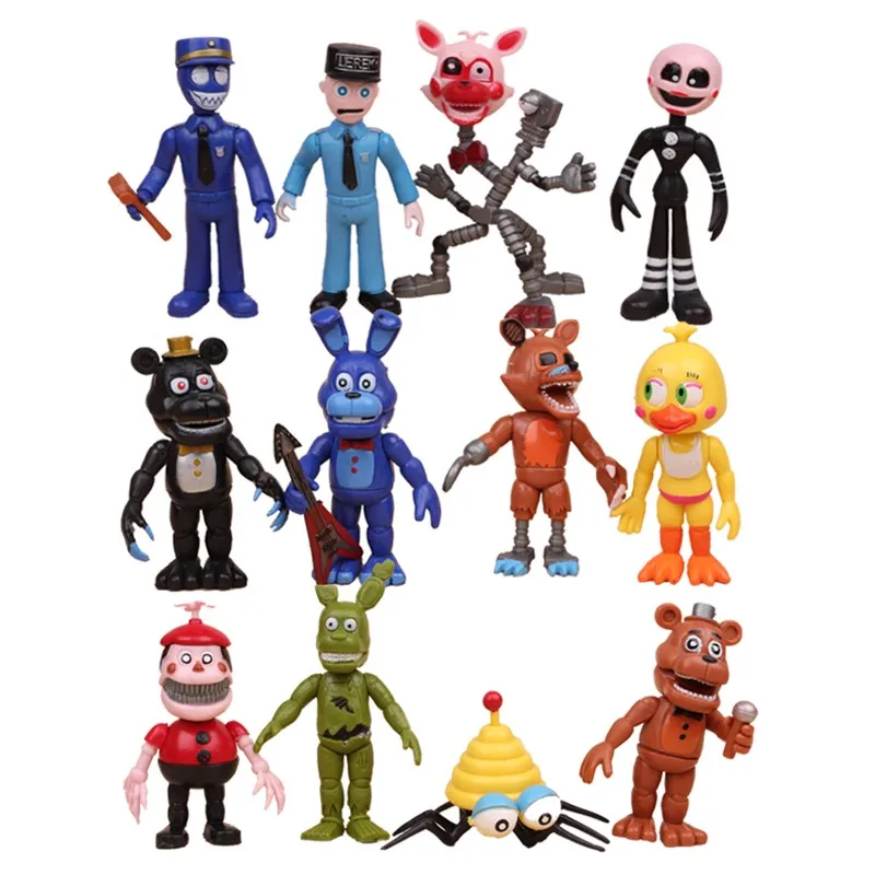 

12pcs/set Five Nights At Freddy's Spring Trap Golden Freddy Foxy The Pirat PVC Action Figure Collection Models Toys Y21