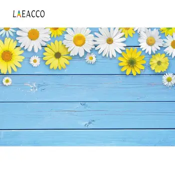 

Vinyl Wooden Backdrops For Photography Blue Planks Hardwood Flowers Petal Party Baby Doll For Professional Photo Studio Shoot