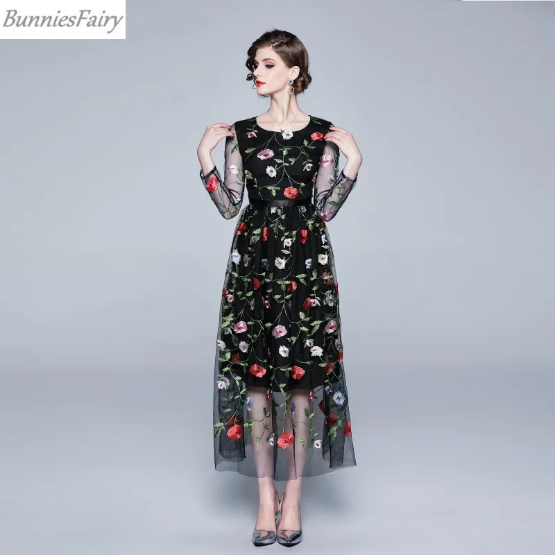 BunniesFairy 2019 осень богемный цветок розы в стиле ретро с цветочной вышивкой легкий