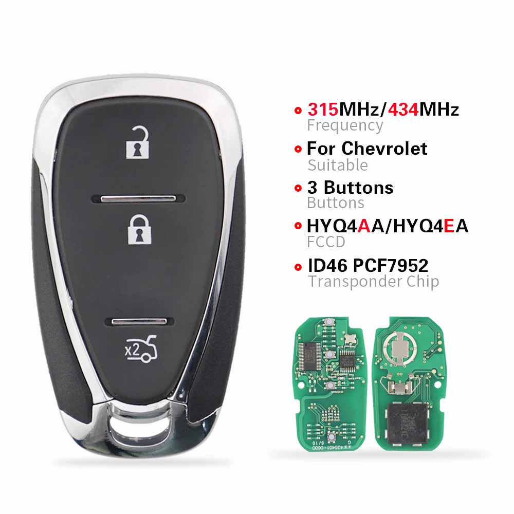 Chiave/Telecomando Per Chevrolet Camaro Equinox Cruze Malibu Spark Hyq4ea Hyq4aa 315/434mhz Id46 Pcf7952 Chip Originale - Remoto Intelligente Chevrolet - Ha1328f0192394f4abd427ede2585090fq