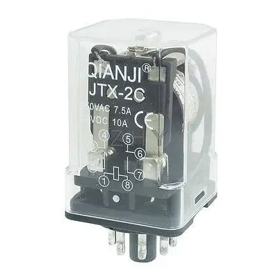 

JTX-2C 24V DC Coil General Purpose Relay 8 Pin DPDT 7.5A 250V AC 10A 30V DC