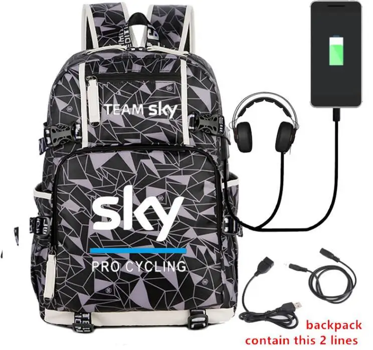Высокое качество Team Sky Pro велосипедный рюкзак с принтом большой емкости дорожные сумки холщовые школьные сумки светящийся Детский рюкзак для девочек - Цвет: 8