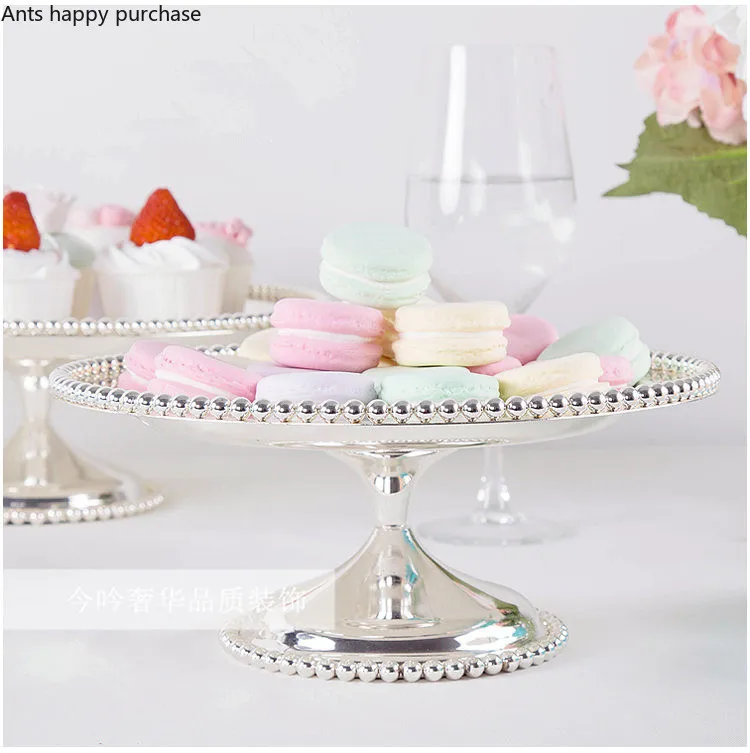 Wrought Iron Metal Cake Stand Creativity Pearl Fruit Plate Afternoon Tea Snack Tray Cake Pan Wedding Dessert Table Display Stand