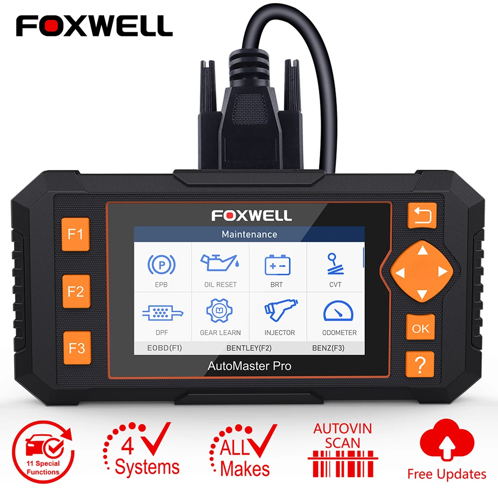 Автомобильный сканер Foxwell NT634 OBD2 четыре системы CVT EPB TPMS DPF сброс масляного