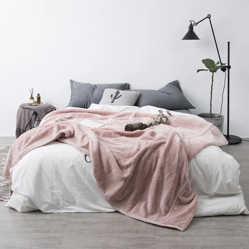 

Simanfei Wool Blanket Solid Pink Winter Thick Weighted Soft Warm Adult Fleece Fur Blanket Fluffy Throw Blanket For Beds Sofa