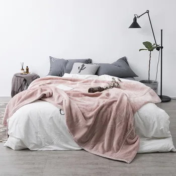 

Simanfei Wool Blanket Solid Pink Winter Thick Weighted Soft Warm Adult Fleece Fur Blanket Fluffy Throw Blanket For Beds Sofa