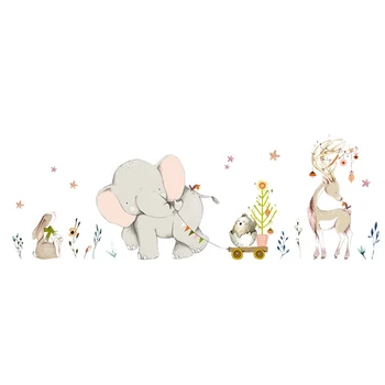 

BESTCartoon Forest Flowe Elephant Rabbit Giraffe Animal Wall Stickers Kids Room Decoration Vinyl Wallpaper Baby Bedroom Wall Dec