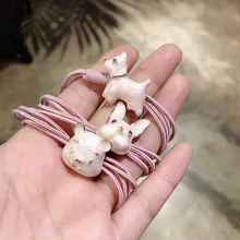 3 шт./компл. милые Для женщин резинки для волос розового цвета, в виде мультяшного животного эластичная резинка для волос Веревка модные обтянутая тканью; лента для волос, "конский хвост", аксессуары для волос