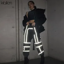 ^^Best Offers KLALIEN 2019 New women fashion street Reflective patchwork cargo pants zipper wild Belt decoration pockets knitted trousers ^^Best Offers KLALIEN 2019 New women fashion street Reflective patchwork cargo pants zipper wild Belt decoration pockets knitted trousers