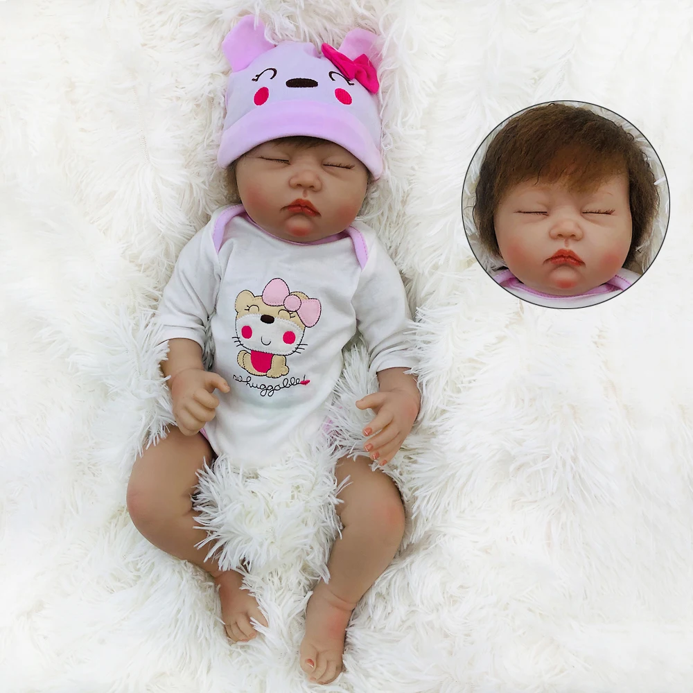 Lucydoll 21inch Silicone Reborn Baby Doll Sleeping Girls Baby Alive Soft Toys For Bouquets Doll Bebe Reborn Toys