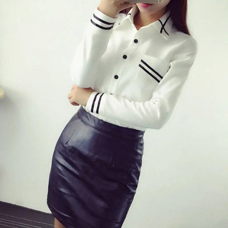 Blusas женская элегантная офисная рубашка из шифона с длинным рукавом и блестками в