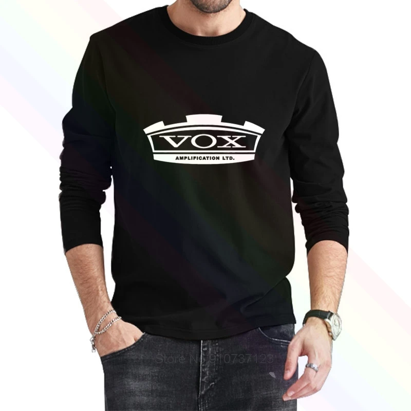 VOX AMPLIFICATION GUITAR Logo Classic Black T-Shirt 2021 Newest Summer Men's Long Sleeve Popular Tees Shirt Tops Novel Unisex | Мужская