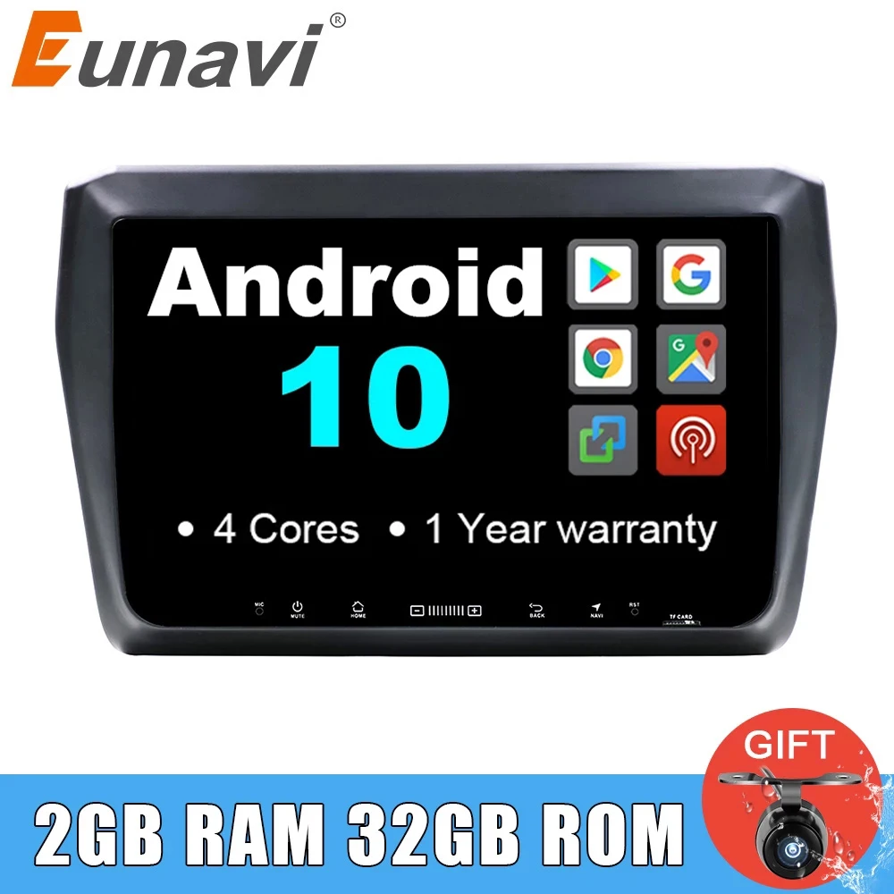 Eunavi 9 'ƈ Din Android 10 Автомобильный мультимедийный ПК Радио Стерео для SUZUKI SWIFT 2017
