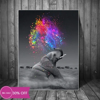 

Christmas Decoration Canvas Painting Animal Posters The Elephant Wall Art Picture for Living Room Decoration Home Deco