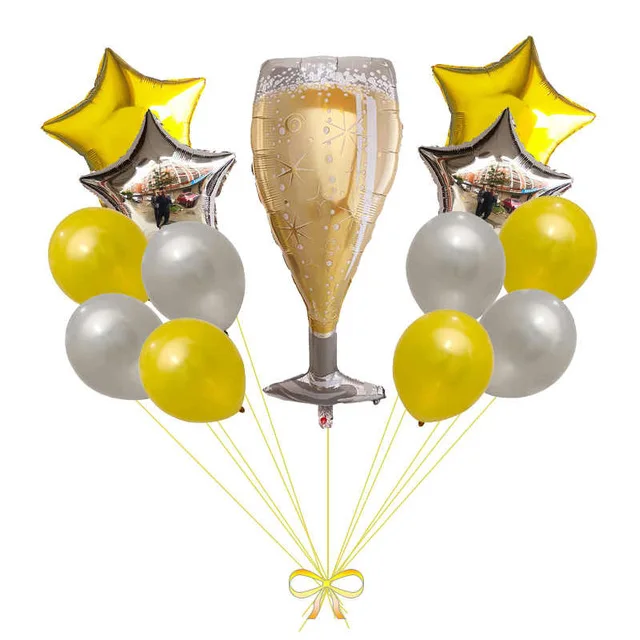 13 шт. бокалы для шампанского, вина, бутылки для виски, воздушные шары, 30 лет, с днем рождения, для вечеринки, юбилея, украшения, подарок, надувные шары - Цвет: Yellow