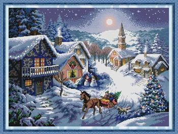 

Dusk in The Snow Counted Chinese Cross Stitch Kits 11ct 14ct Stamped Cross-stitch Sets DIY Handmade Embroidery Needlework