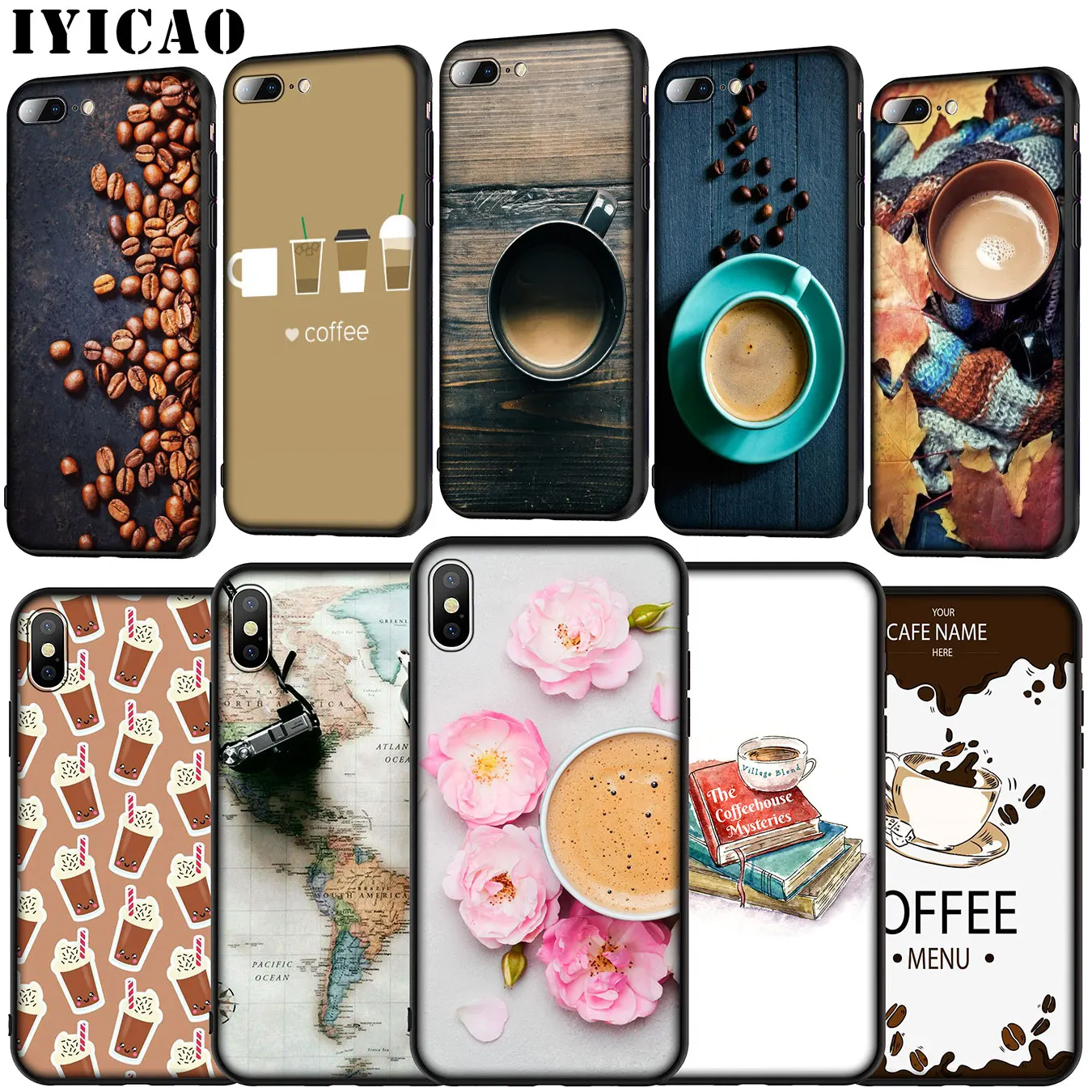Beautiful Girl drink coffee Design Soft Silicone Cover Case for iPhone 11 Pro XR X XS Max 6 6S 7 8 Plus 5 5S SE Black Phone |